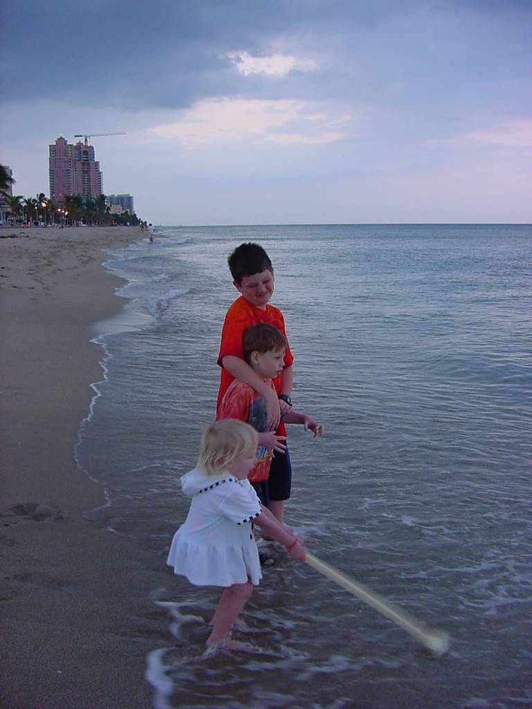 Ft. Lauderdale Beach, Sunset, 3/20/01, Cory, Austin, Sara.