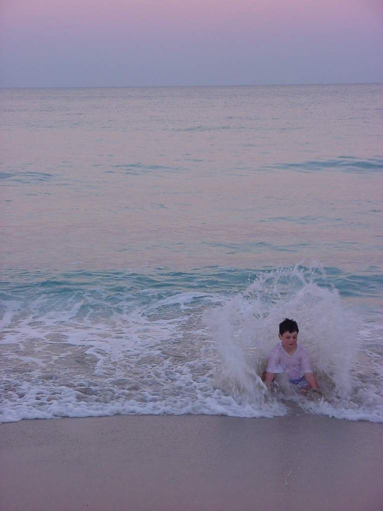 Cory at Ft. Lauderdale Beach, 3/22/01, a blustery evening, sunset.