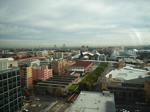 Het uitzicht vanuit de gang van ons hotel.