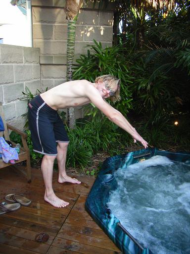 Een duik in de spa........... altijd spannend