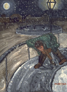 Man Slipping in Snow