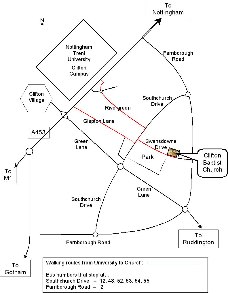 Map of Clifton with Uni and Church