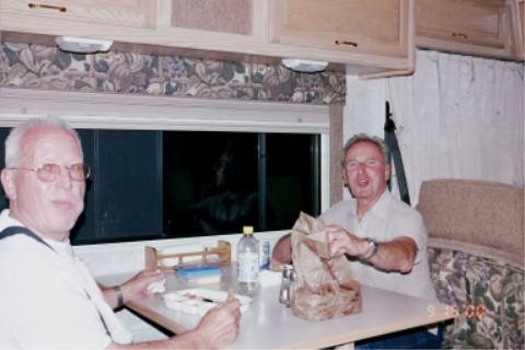 Dave and Bruce knew where to find the comforts of home!! Dick's motorhome.