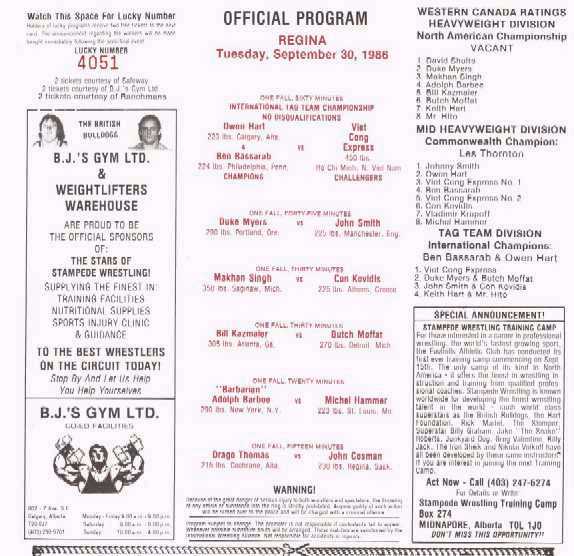 Stampede Wrestling Official Program