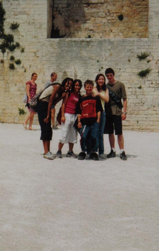 In front of a historical building...