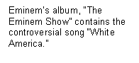 Text Box: Eminem�s album, �The Eminem Show� contains the controversial song �White America.�