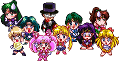 My adopted Sailor Soldiers and Tuxedo Mask!