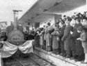 Locomotora La Porte�a llegando a Estaci�n Once 30 de Agosto de 1957, a las 11.30 hs
