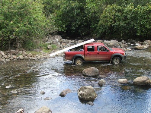 Pickup crossing River