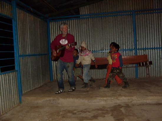 Jim leading the kids around