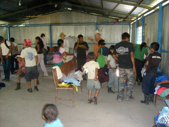 Handing out clothes