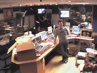 Matt amid boxes of Busted votes