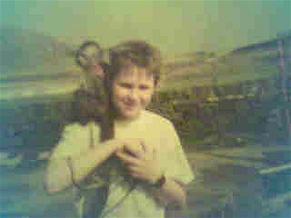 Matt as a lad, with the 'flying monkey'!