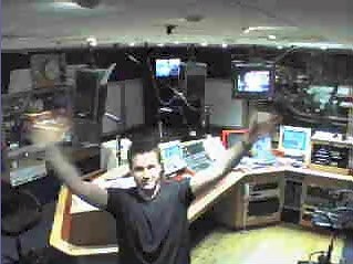 Matt gives the 'viewers' a wave