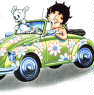 'Bete Boop' riding her VW Beetle Cabriolet