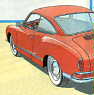 A red Karmann-Ghia