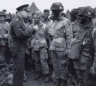 General Eisenhower meets the legendary members of the 101st's Easy Company prior to their D- Day assault