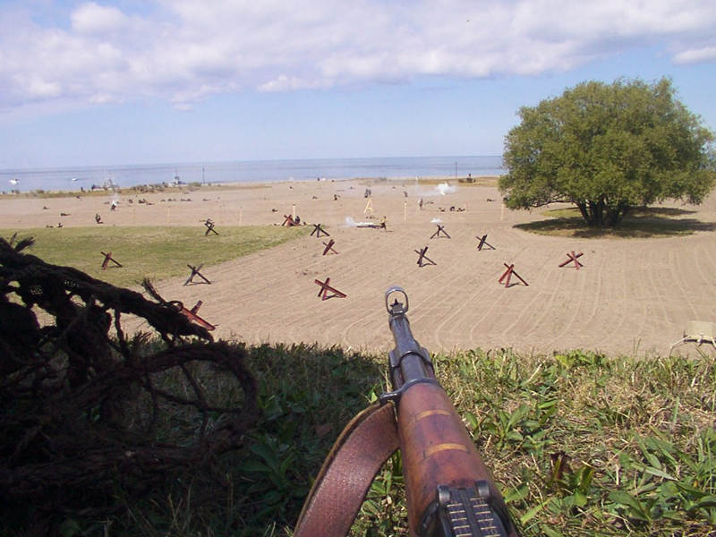 A modern- day view of Utah Beach from a German's position in an MG nest