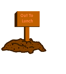 You read the sign: "Demon is OUT TO LUNCH!!!"