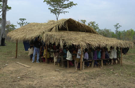 a. Kids built school