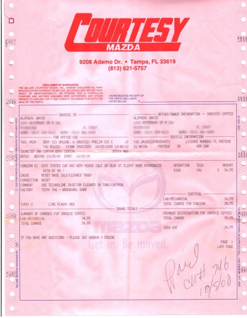 Paperwork From Dealer