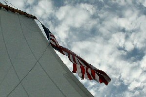 cropped picture of flying American Flag
