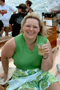 cropped picture of Elizabeth on deck of yacht