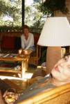 Marghe and Emily relax.