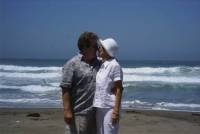 We prepare to embrace on the Pacific Ocean