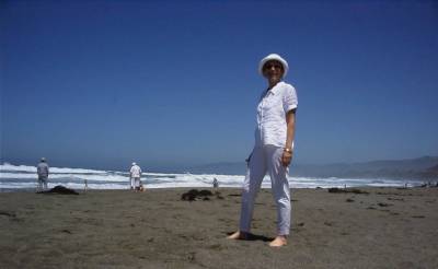 Marghe on the Pacific sands