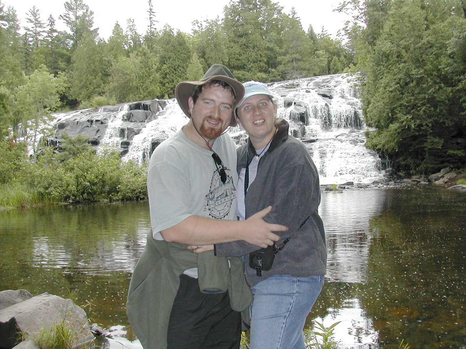 Stacy and Aaron in front Bond Falls.