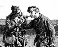 A Federal and Confederate sharing a smoke while burying their dead