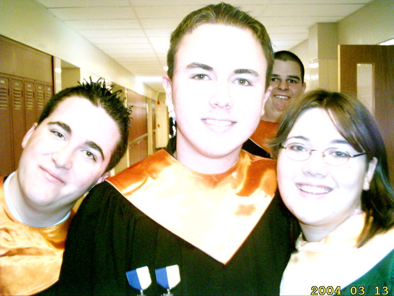 (left to right:) Adam Bukosky, Josh Kapcoe, Me, and Henry Fodor in the background behind us.&nbsp; They all went to Blairsville HS.