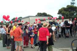 Crowd with balloons