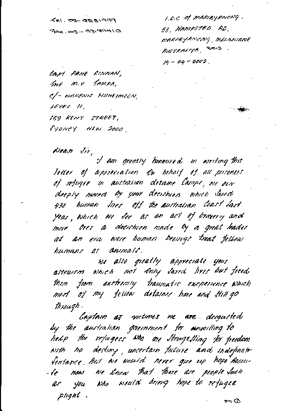 Letter to Arne Rinnan