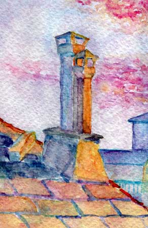 Acquerello - Watercolor - tetti di Genova - RITORNA ALLA GALLERIA - <<< BACK