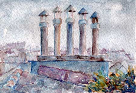 Acquerello - Watercolor - tetti di Genova - RITORNA ALLA GALLERIA - <<< BACK
