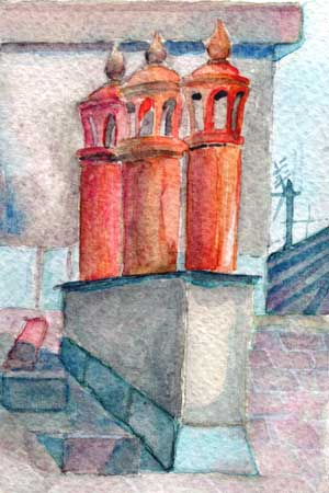 Acquerello - Watercolor - tetti di Genova - RITORNA ALLA GALLERIA - <<< BACK