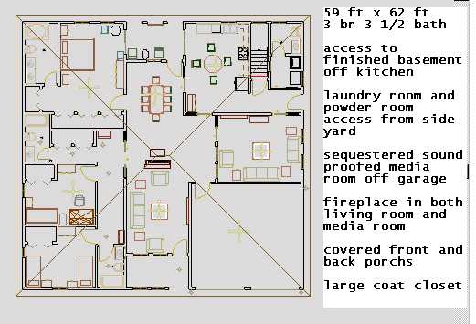 59 ft x 62 ft 3 bed rooms