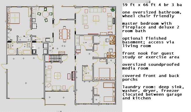 59 ft x 66 ft, 71 ft x 66 ft if exterior stairs (basement version)
