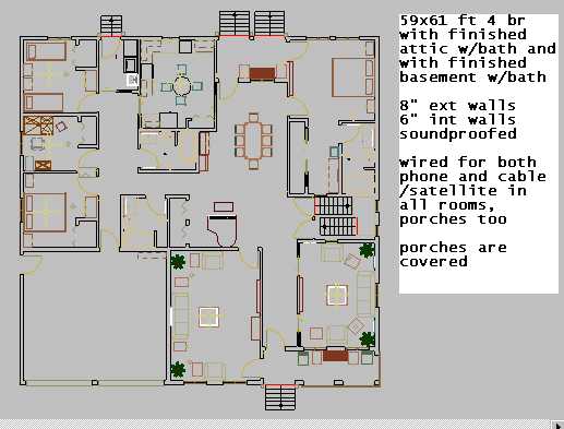 59 ft x 61 ft, 4 bed rooms