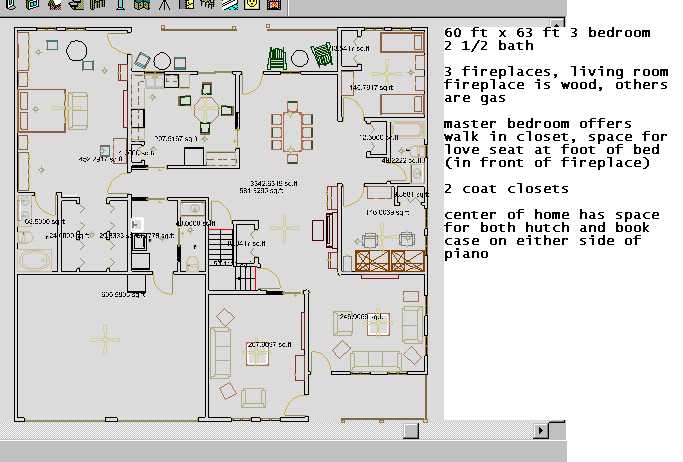 60 ft x 63 ft, small powder room off laundry room, hall closet at basement/attic stairs area