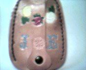 retractable key case, strip snapped in place