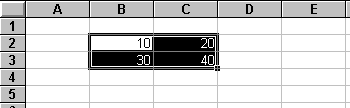 Selecting a range of cells