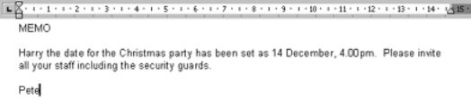 Memo altered to include time