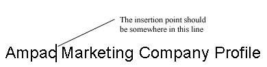 Position the cursor in the middle of the title