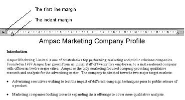 The indent margins