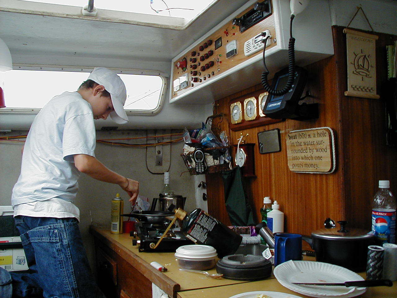 galley area, cooking breakfast