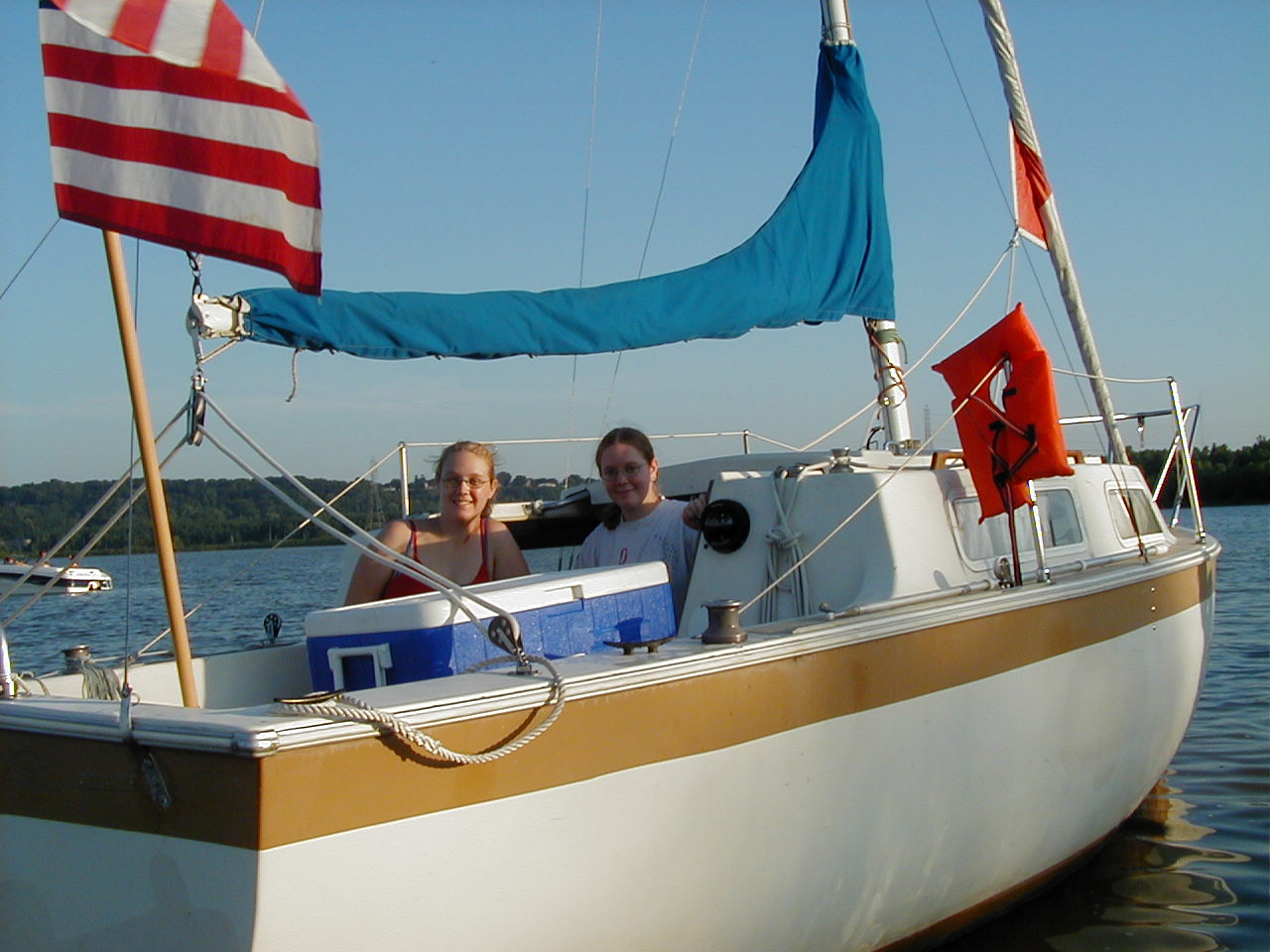 Casey and friend on boat