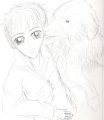 Syaoran with a dog (not Wolfie-chan!)